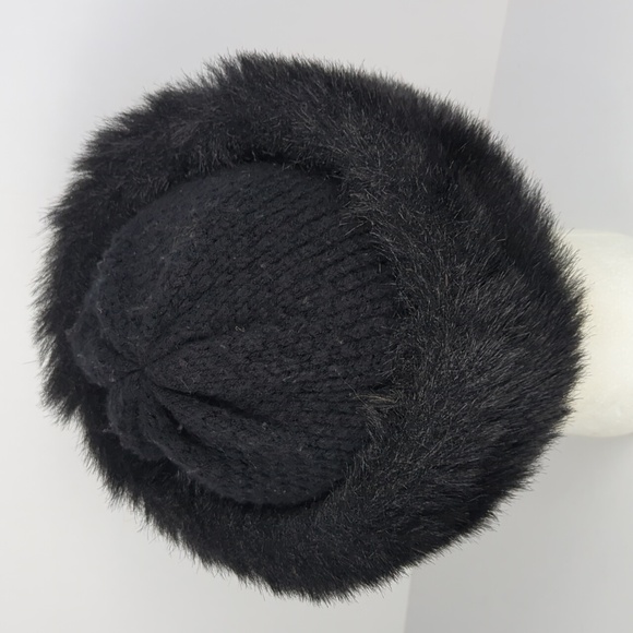 VINTAGE Aris Black Fur & Sweater Knit Hat - Picture 3 of 4